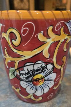Vintage Villa Antiqua 1970s hand painted fruit and flowers mug