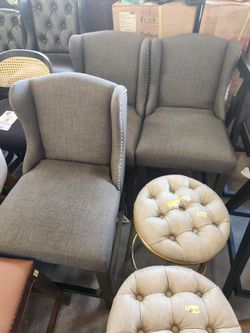 Suzie Shelter Wingback 27" Counter-Height Armless Barstool, Charcoal Brown