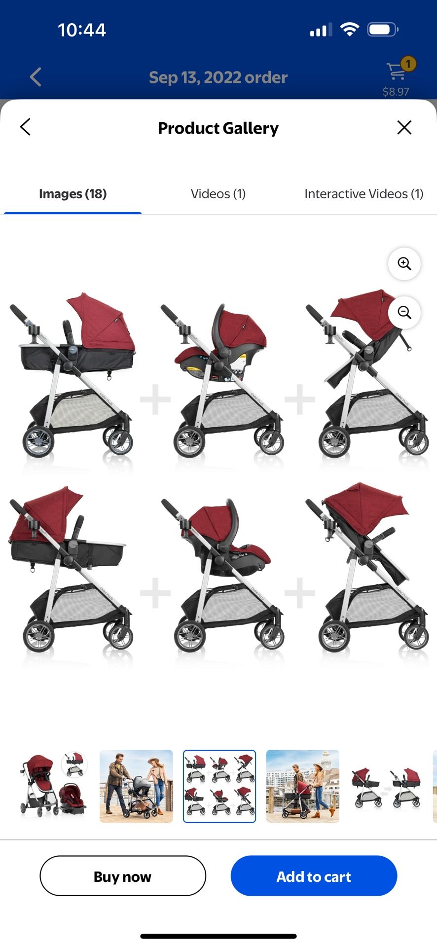 Evenflo Omni Plus Modular Travel System with LiteMax Sport Rear-Facing Infant Car Seat, Hyperion Red, 22lb