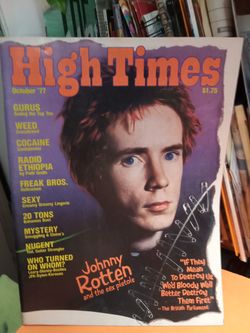 Vintage High Times Magazine, $25/ Oct. 1977 Johnny Rotten And The Sex Pistols,