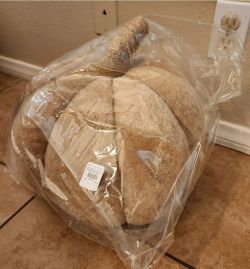NEW Pottery Barn Faux Fur Taupe Cozy PUMPKIN Pillow Fall Halloween 