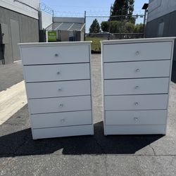 White Chest Five Drawer Dresser With Diamond Knobs 💎 