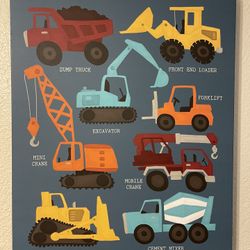 Construction canvas for toddler boy Room