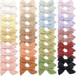 40 Pieces Girls Hair Bows Linen Fabric Bows Alligator Clips Hair Accessories for Little Girls Toddlers Kids and Teens