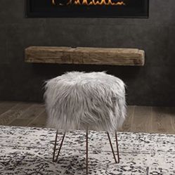 Pair Of Luxury Faux Fur Ottoman Stools 