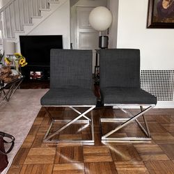 Linen & Chrome Dining Chairs