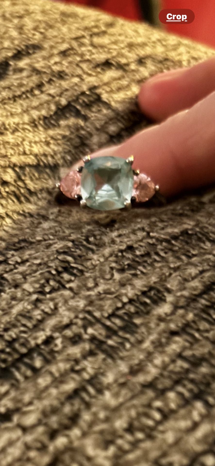 Very Nice Vintage AVON .925 Sterling Silver Ring w/Uranium Glass and Pink CZ Stones : Think it’s a Sz.9 $35