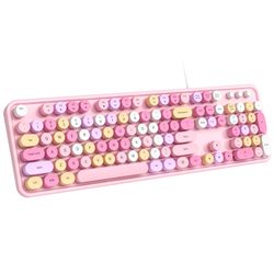 Pink Wired Keyboard Retro