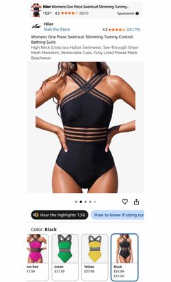 Black One-Piece Swimsuit with Mesh Stripe Detail
