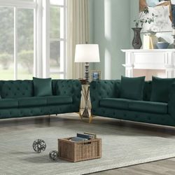 Kingdom Velvet Green Living Room Set

