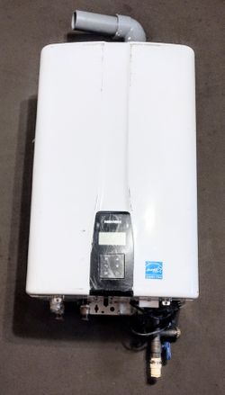 Pre-owned Navien Gas Tankless Water Heater Model: NPE210A2 (AG) Works good just has alot of scratches.
