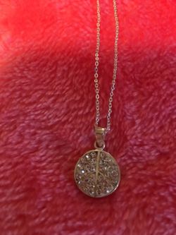 STERLING SILVER NECKLACE WITH CRYSTAL PENDANT - NEW