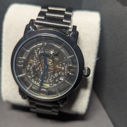 Automatic Stuhrling Skeleton Winchester Black $ Silver Watch