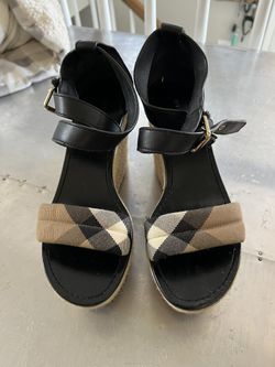 LIKE NEW gorgeous Burberry original wedge sandals with original bag!