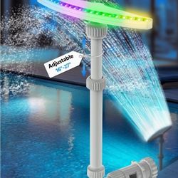 Above Ground Pool Fountain with Lights 16''-27''Adjustable Height-A0082-3BX Gray