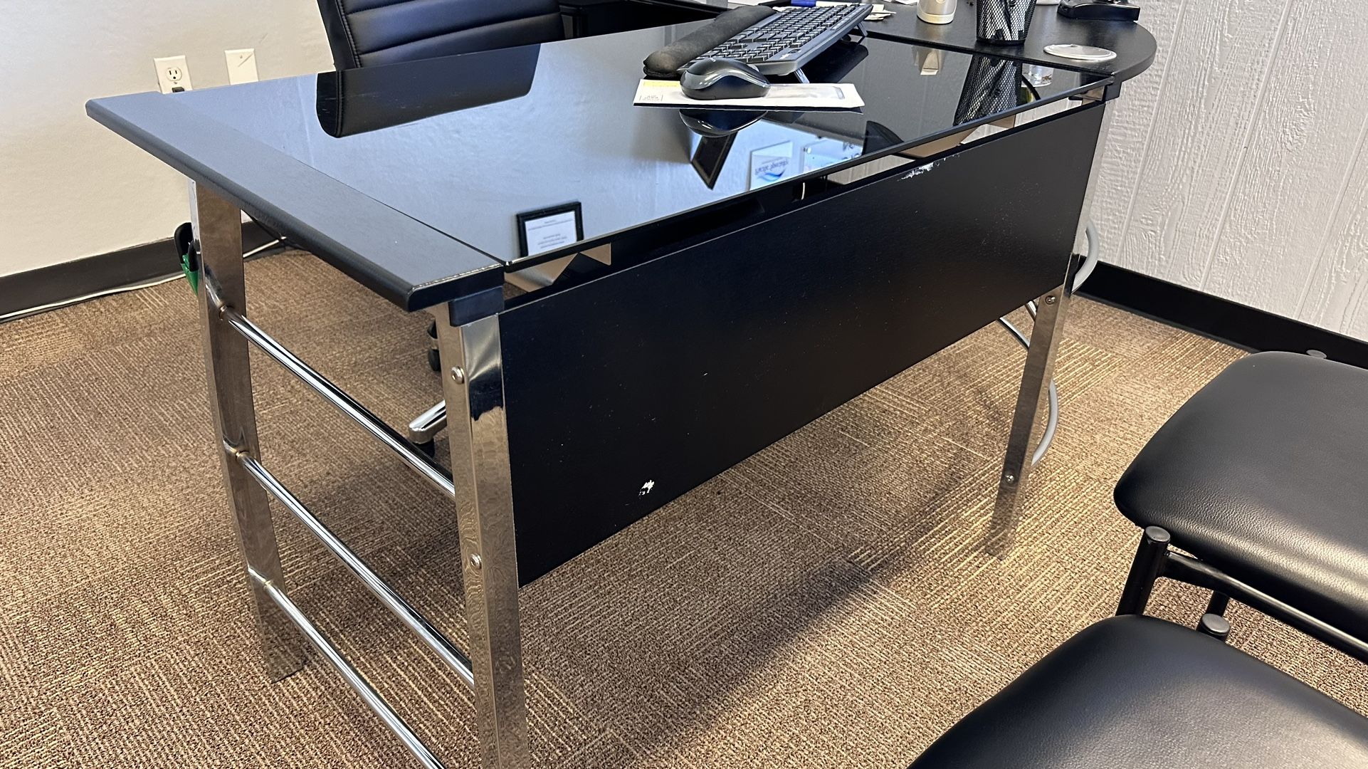 L Shaped Computer Desk black And Chrome