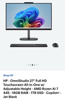 HP Hewlett Packard OmniStudio 27" All in One 27-cw0054 1TB SSD 16GB RAM W11H *6648