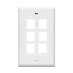 ENERLITES - Enerlites Multimedia Face Plates 6-Port 1-Gang Keystone - WHITE