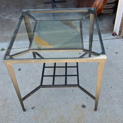 2 End Tables Glass With Ceramic In Middle