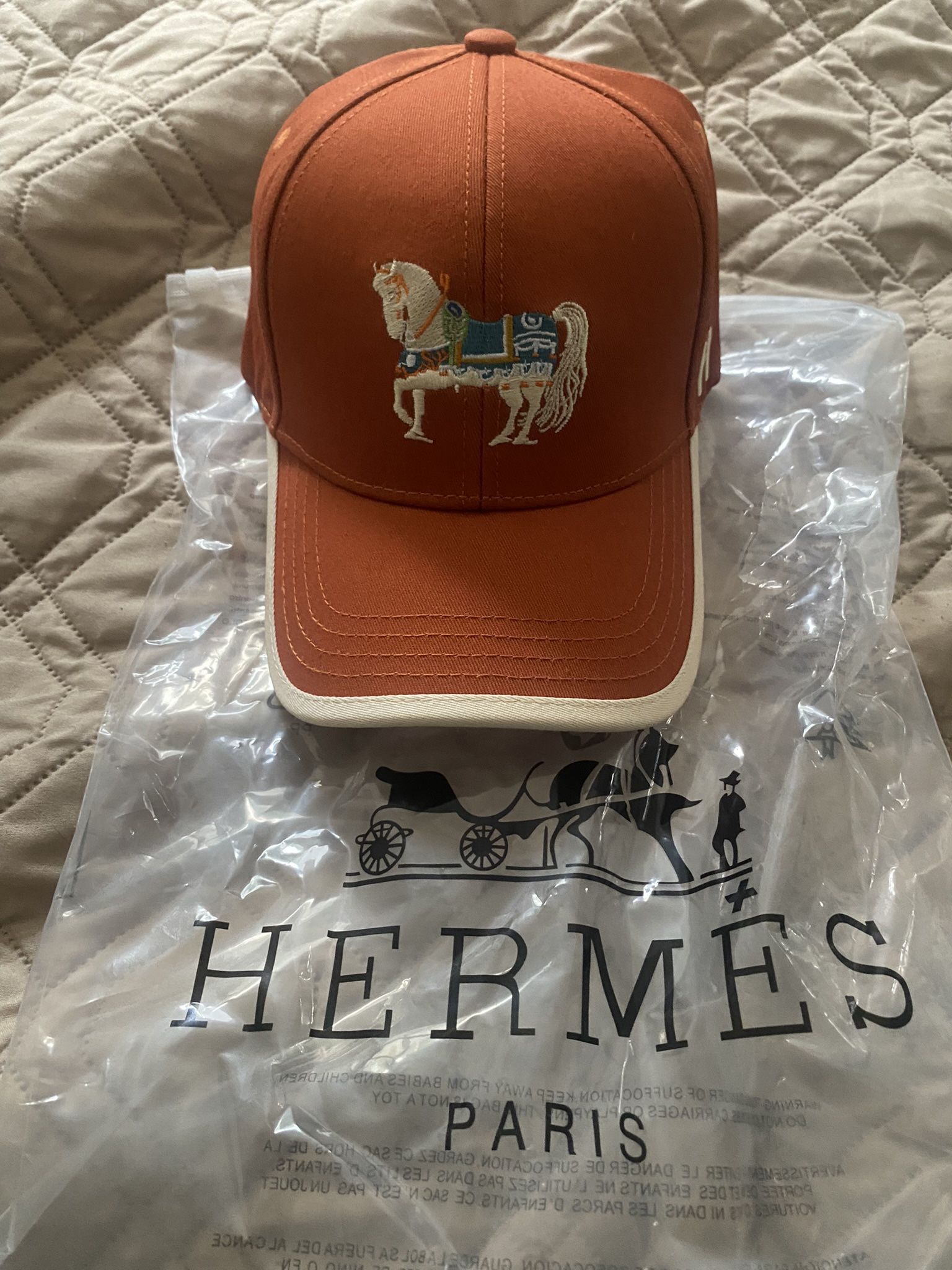Hermes Embroidered Baseball Cap, New With Tags