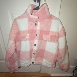 Pink And White Fleece Jacket 