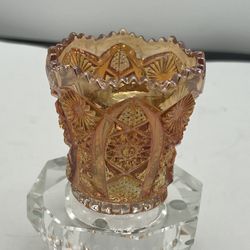 Vintage 1950s Imperial Marigold Carnival Glass Iridescent Toothpick Holder Vase   This vintage toothpick holder from Imperial is a unique addition to 