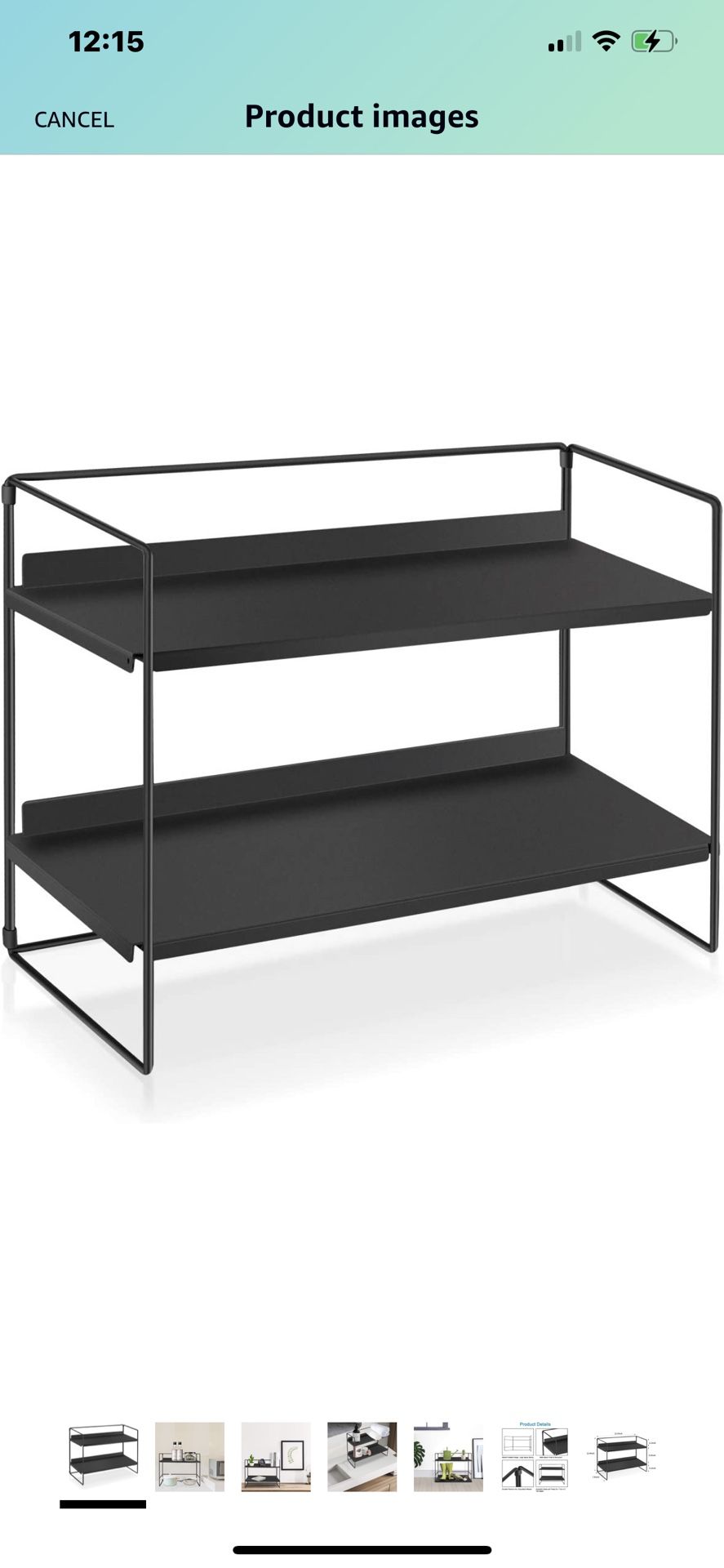 NeschToy 2-Tier Kitchen and Bathroom Countertop Organizer, Foldable Skincare Storage Spice Rack Standing Shelf, Black