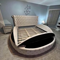 Color Options Round Storage Bed Frame Queen/King ⭐$39 Down Payment with Financing ⭐ 90 Days same as cash