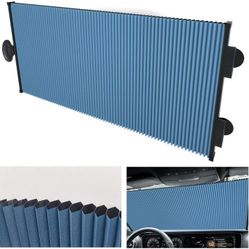 Retractable Double Layer Honeycomb Sun Shade Windshield Cover for Cars with Strong Suction Cup 25.6"x 56.7" Max Size