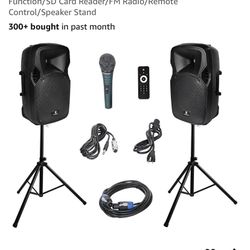 PA Speaker System Combo Set with Bluetooth/USB Drive Read Function/SD Card Reader/FM Radio/Remote Co