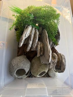Aquarium Decoration Set with Plants and Rocks