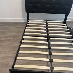 Black Real Leather Bed Frame