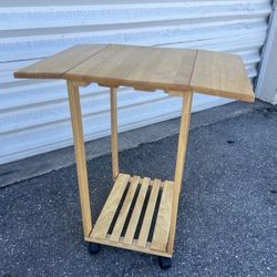 Wooden Rolling Drop Leaf Kitchen Island Food Prep Utility Cart!  Opened 30x20x34in Closed 19x20x34in