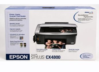 NEW Epson Stylus CX4800 All-in-One Color Inkjet Printer Print Copy Scan Card Reader
