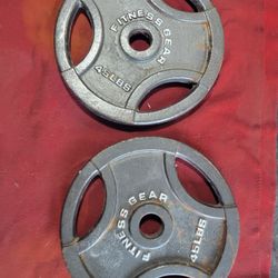 FITNESS GEAR  SET OF 45s. TOTAL 90LBs.  
11525 S HALSTED DUNKIN/7111.S WESTERN WALGREENS 
80$  EASH.   SET  CASH ONLY AS IS