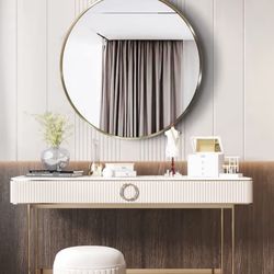 36inch Large Round Brush Gold Mirror Hallway Or Vanity 