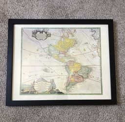 Vintage 1700s era America’s Framed Map
