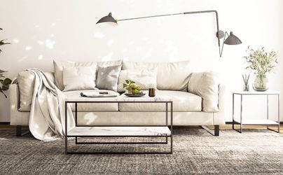 2 Tier White Faux Marble Print Coffee Table