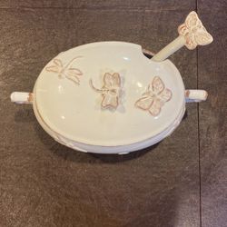 Vintage Butterfly Glass Pot