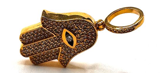 Gold 14kt 10.00gms Pendant HaMSA Diamond 40pts. 0.40cts.