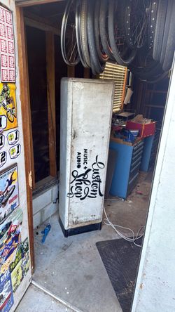 Vintage steel shop cabinet
