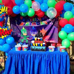Balloon arch, Pj Masks Characters And A jumper 