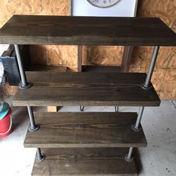 Rustic Solid Wood Bookshelf 4 Tier