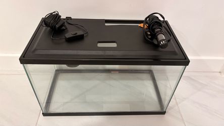 Fish Aquarium Starter Kit with LED Hood, Filter & Heater