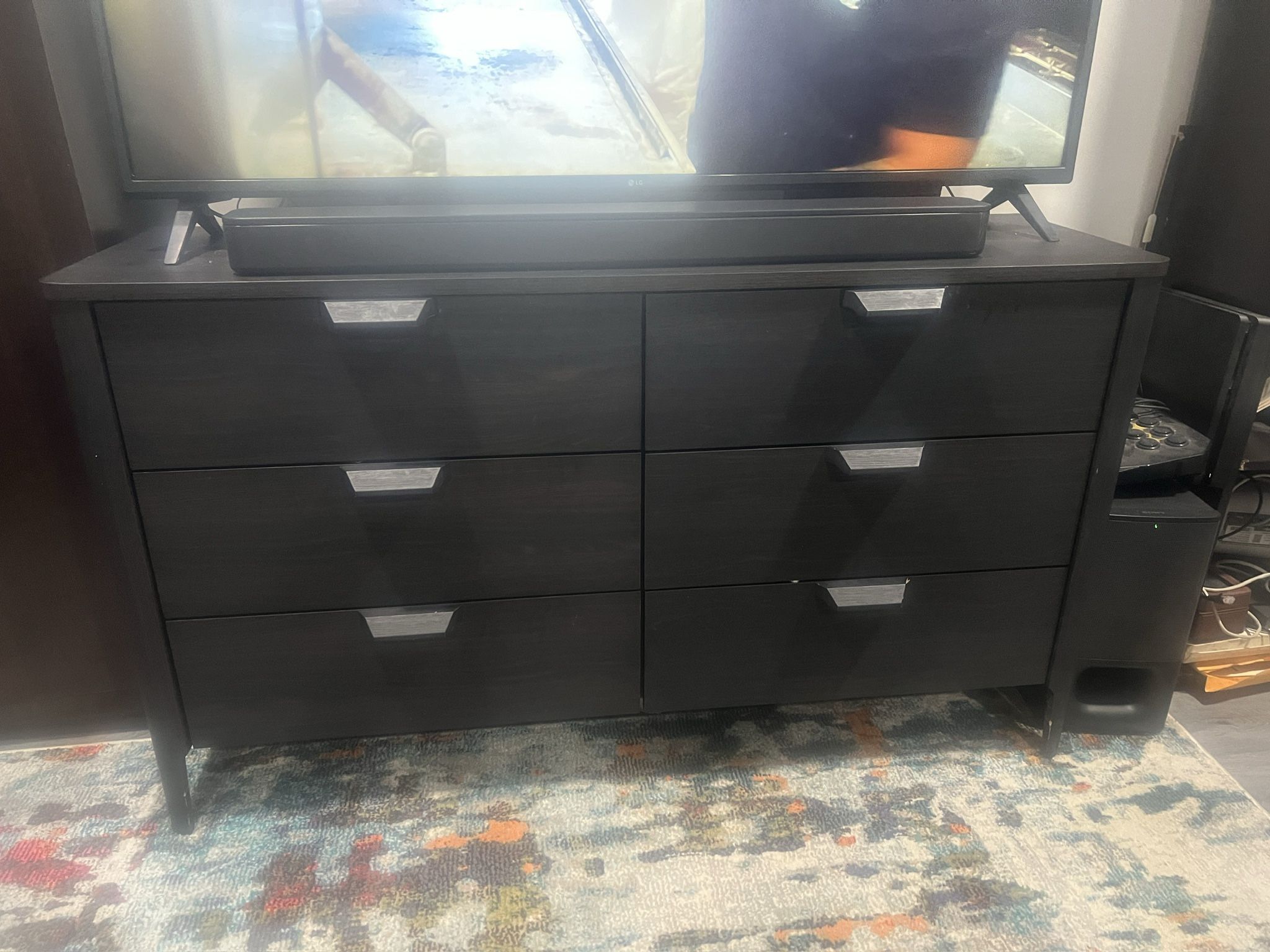 Dark espresso 6 cabinet Dresser, perfect TV stand for small space