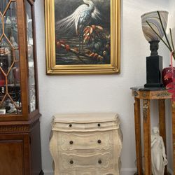 Italian Bombe Bombay Chest Of Drawers Nightstand.  Heavy & Solid Wood Signed Made In Italy. 4 Drawers. Fabulous For Hall, Bedroom, Anywhere!