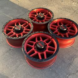 Like New 20” Candy Red Ford F250 350 KMC KM544 Mesa Wheels Rims Rines With Sensors  8x170