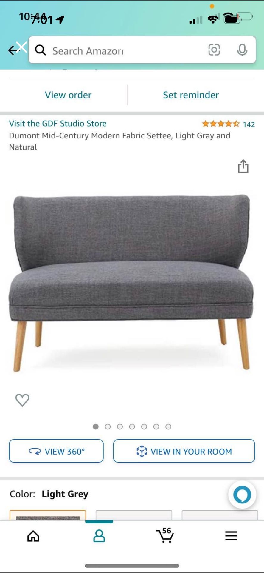 Like New Mid Century Modern Grey Settee Couch