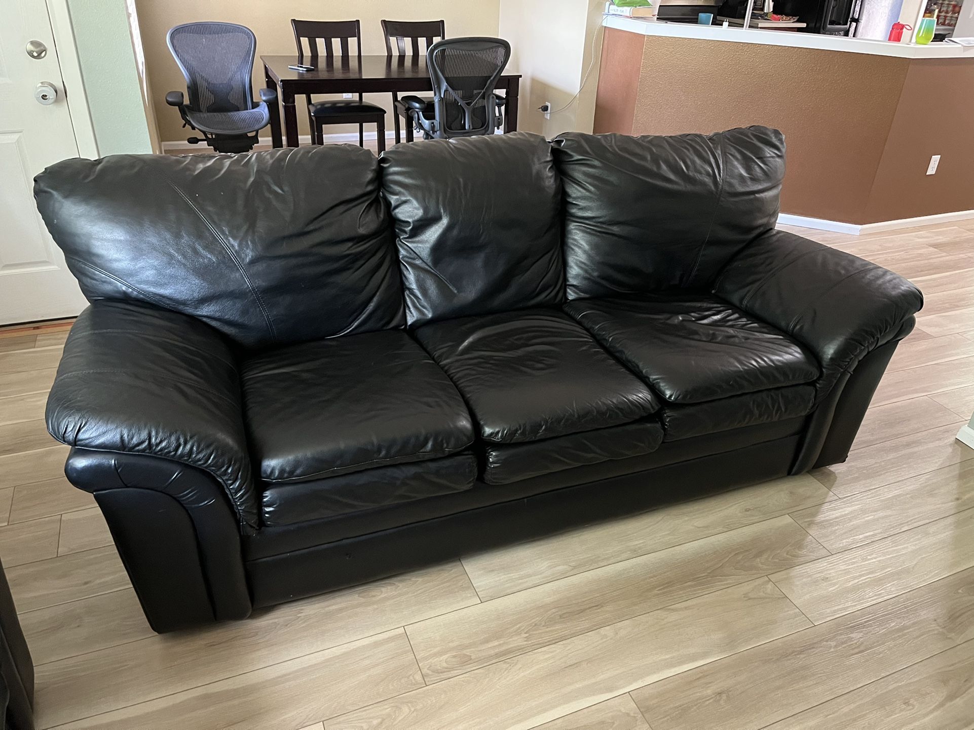 2 Black Leather Couches