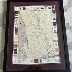 Vintage Expedition Sonoma Winery Trail Map Framed